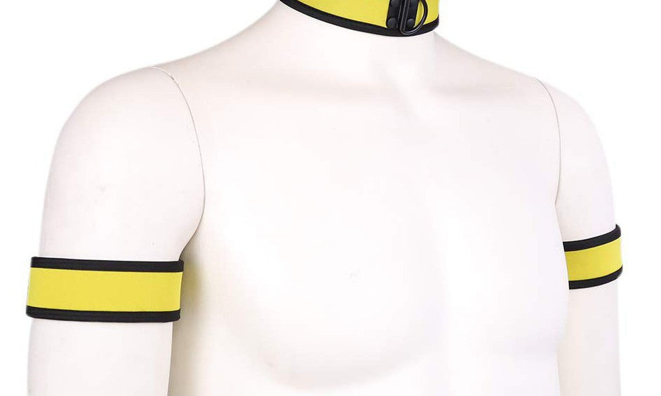 Yellow Neoprene Puppy Wristband For Sensual Play