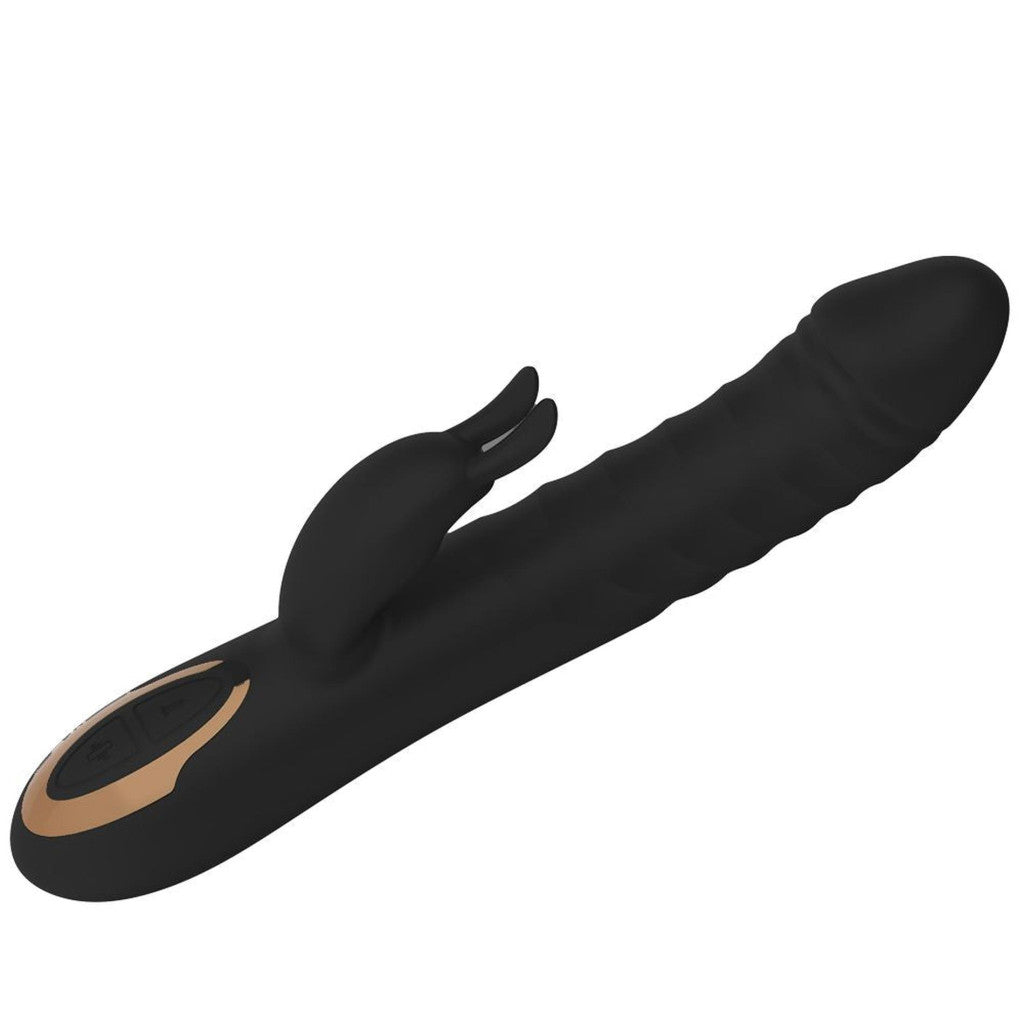 Power Escorts Vibrator Vibrating Dual Stimulation Usb Charging 22.6 Cm Black-gold