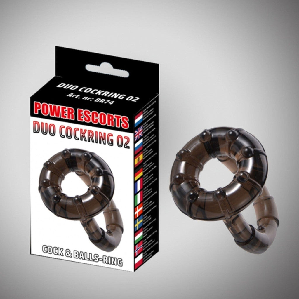 Penis Ring Double Stimulator 5.5 Cm And 4.5 Cm Black