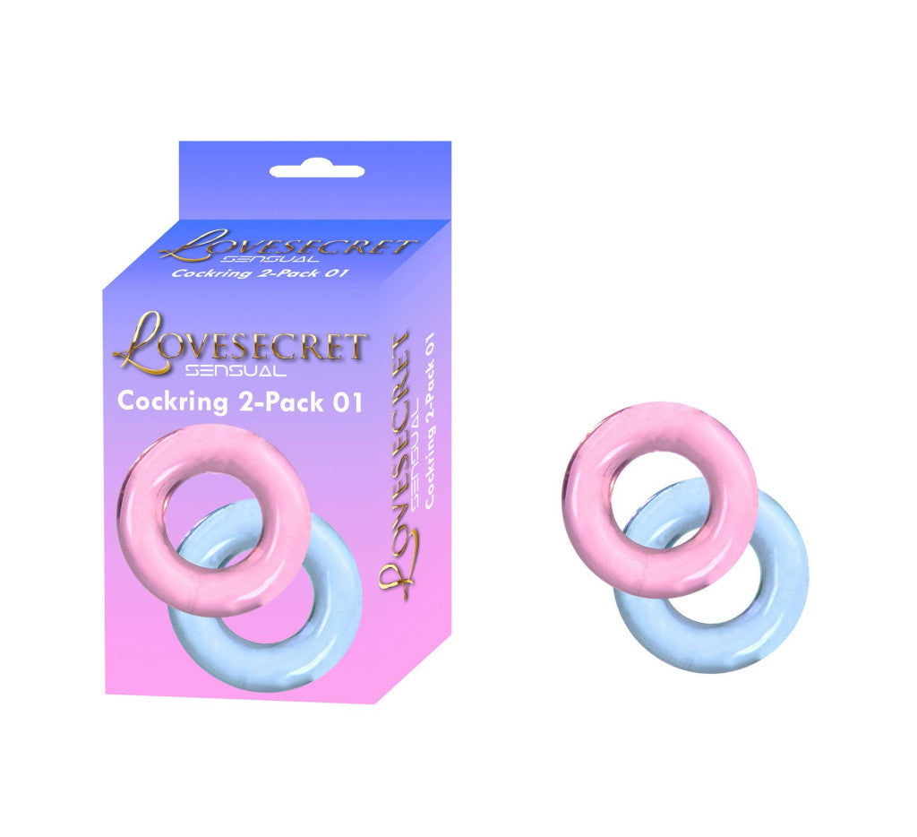 Lovesecret Penis Ring Two-piece Soft Pink-blue 3.5 Cm