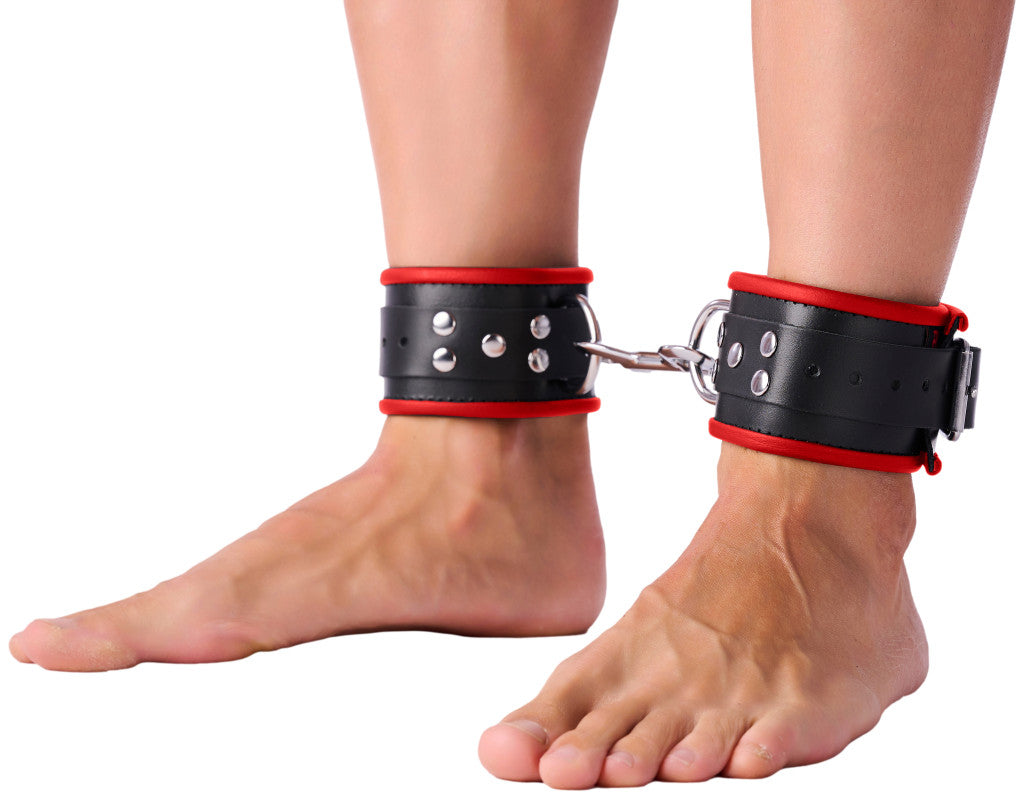 Leather Anklets – Black And Red Premium Sensuality