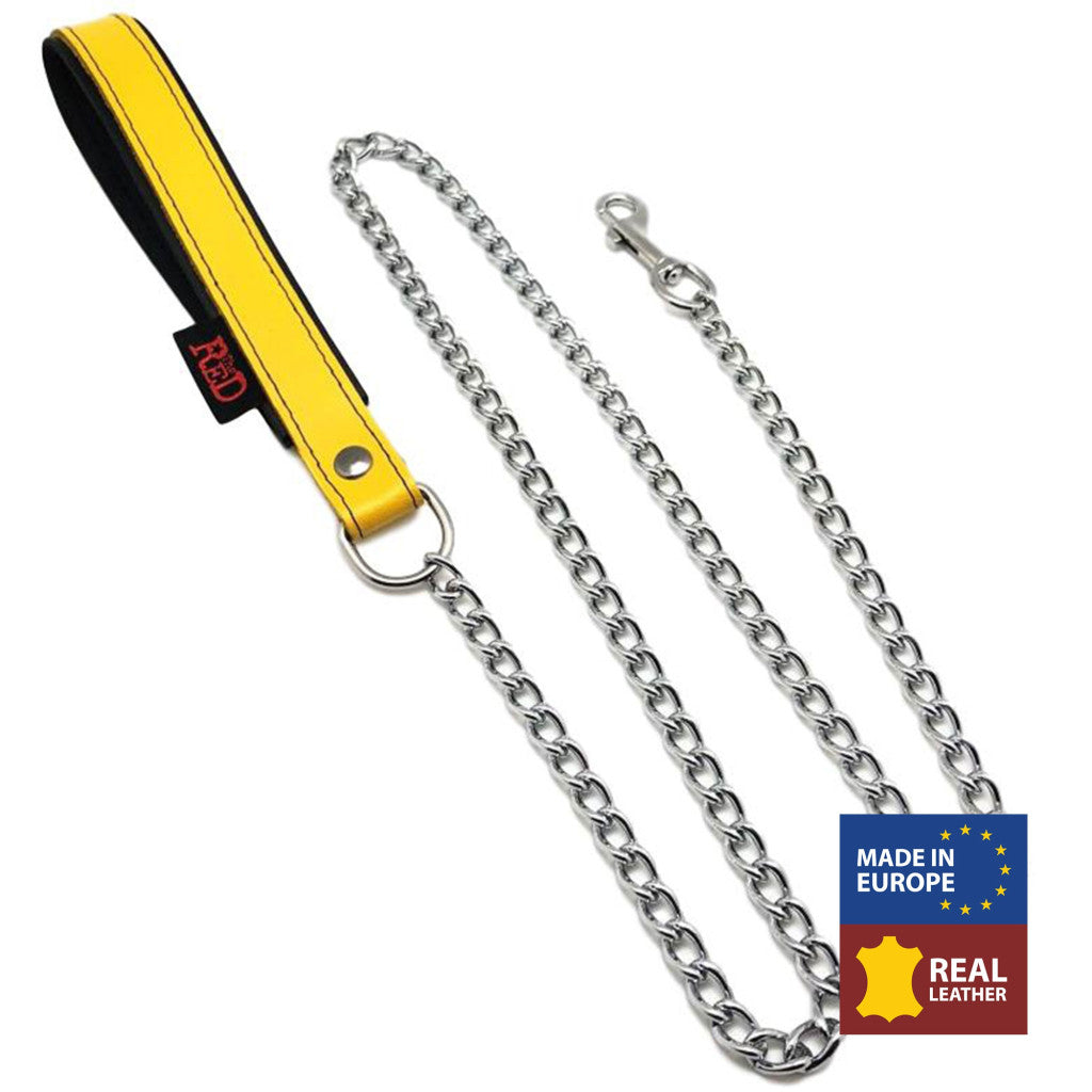 Leather Handle Leash – 1m Yellow Stylish And Premium