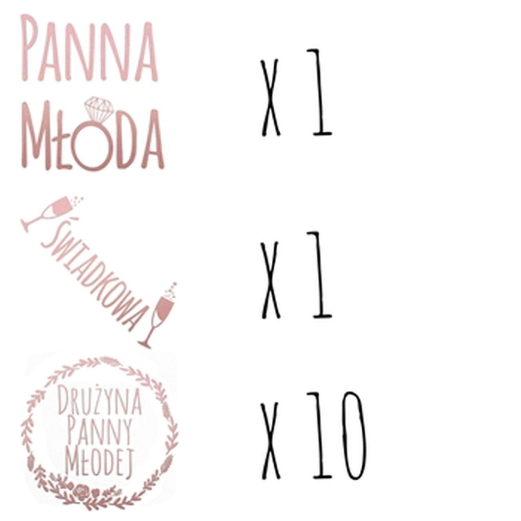Tattoo Set Of 12 Pieces For Gold Hen Party Decoration