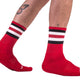 Pandasocks - Striped Half Socks In Red-black-white Combination