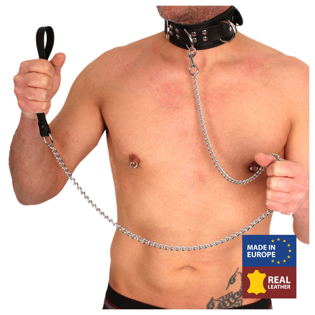 Premium Black Leather Dog Leash