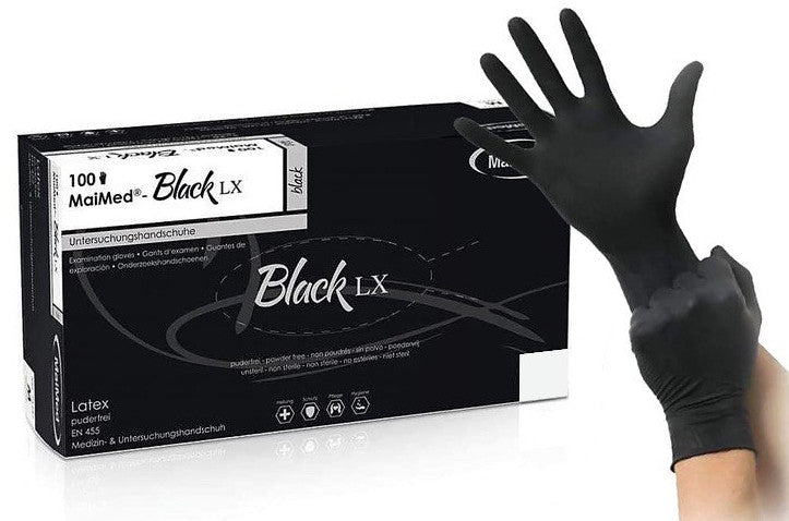 Black Lx – 100 Pcs Powder-free Latex Gloves