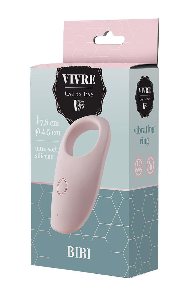 Vivre Penis Ring Vibrating 3 Speeds 7 Rhythms Flexible Waterproof Pink 7.8 Cm