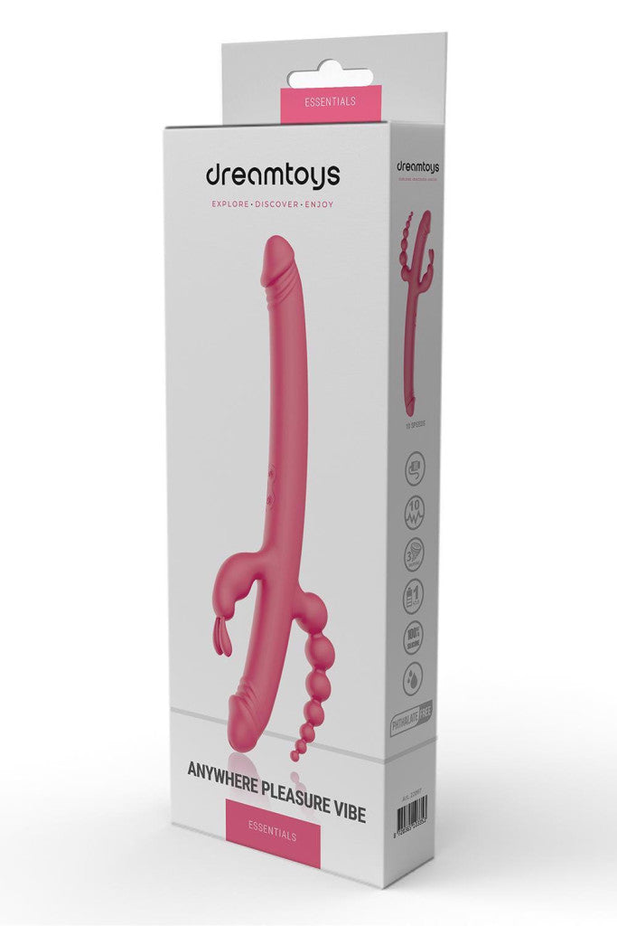 Essentials Vibrator Multiple Stimulation 10 Vibration Modes Usb Charging 40 Cm Pink