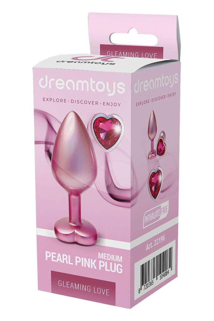 Gleaming Love Anal Plug Pearlescent Medium With Pink Gemstone 8.3 Cm