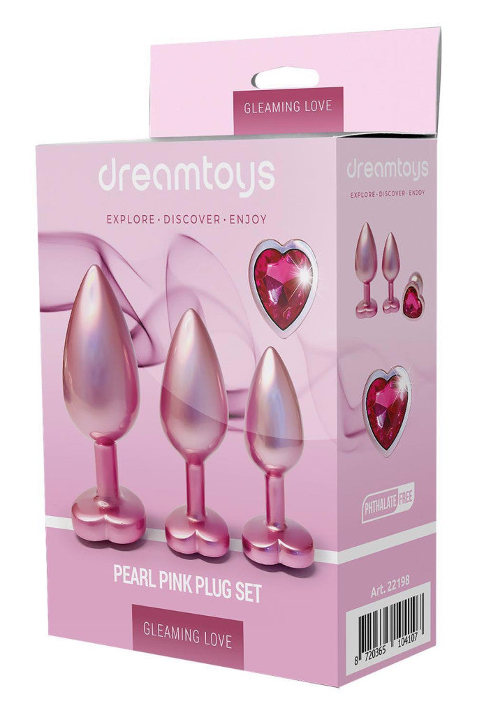 Gleaming Love Anal Plug Aluminum Heart-shaped Crystal 3 Sizes Pink