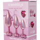 Gleaming Love Anal Plug Aluminum Heart-shaped Crystal 3 Sizes Pink