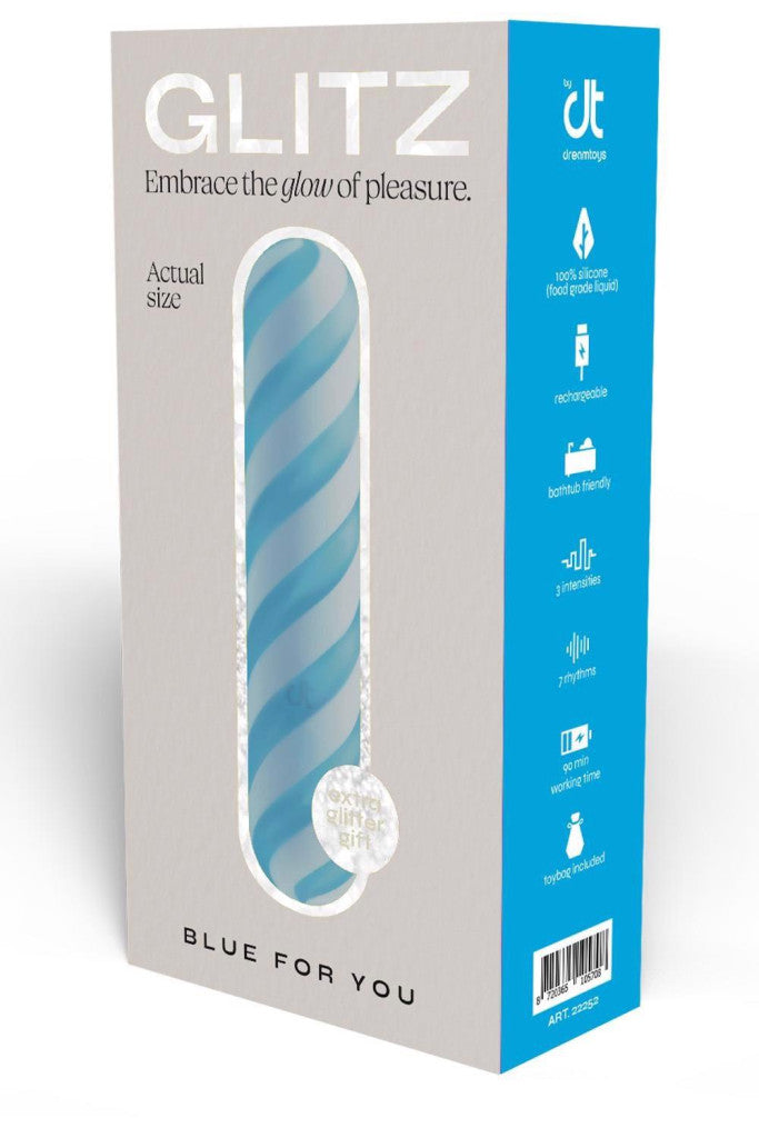 Glitz Vibrator Strong Vibration 7 Modes Usb Charging 10.9 Cm Blue