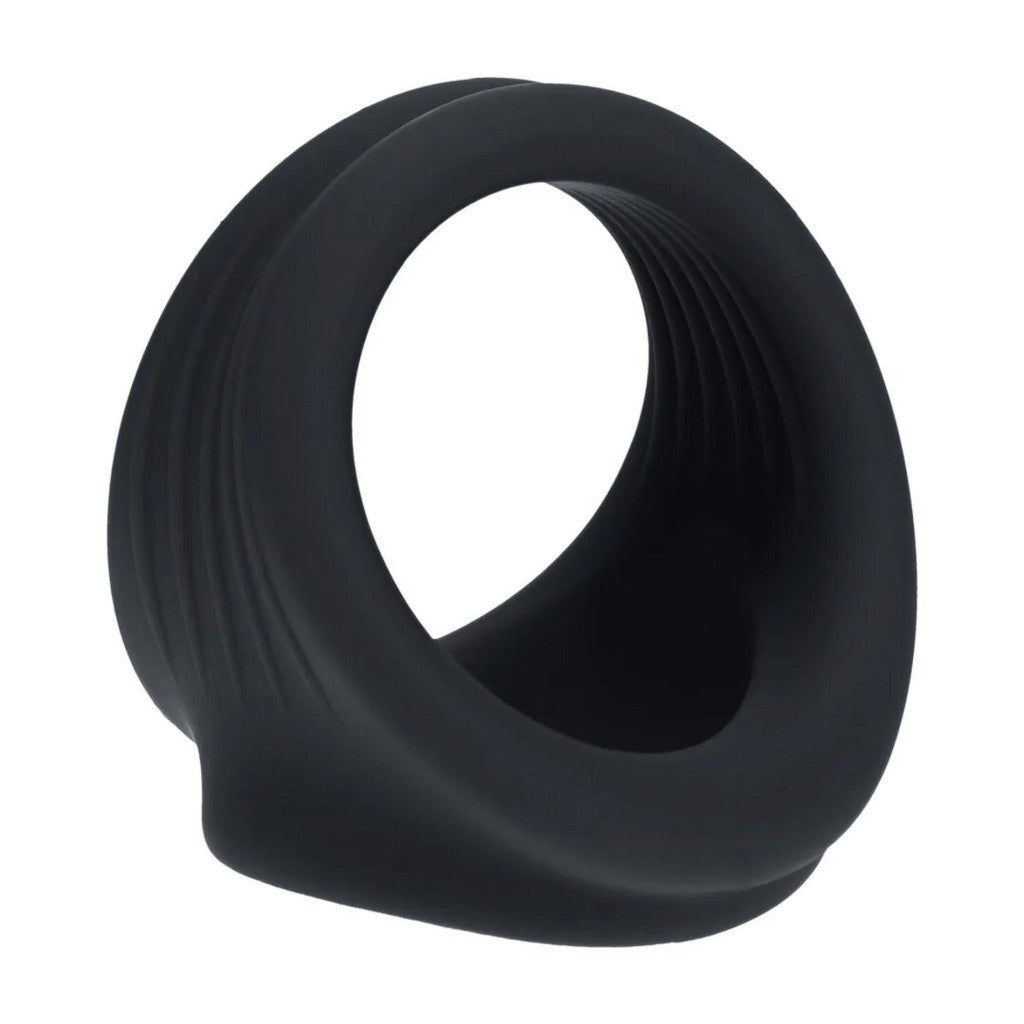 Leafz Penis And Testicle Ring Stable Hold Silicone Black