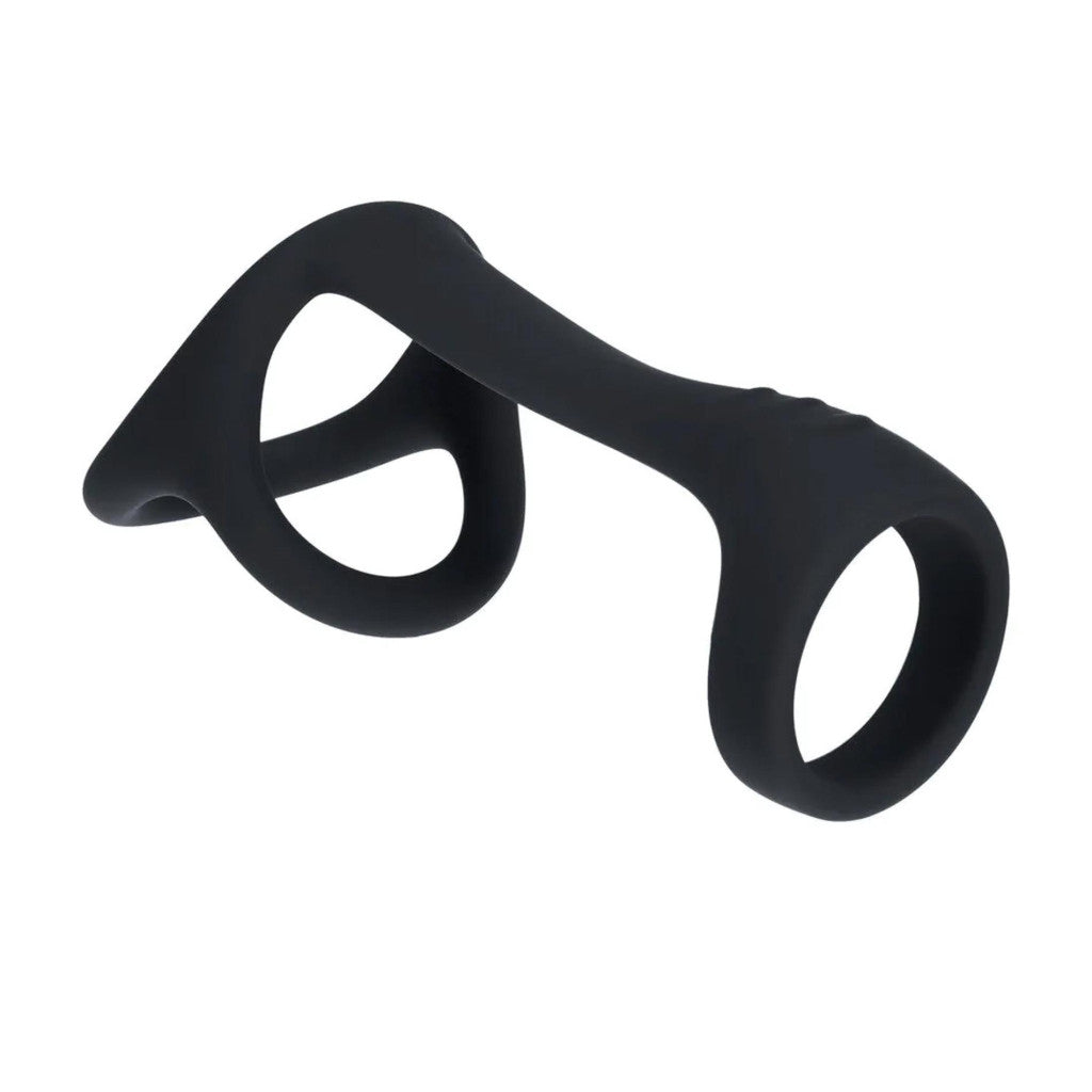 Tri O Penis Ring Three-ring Silicone Black