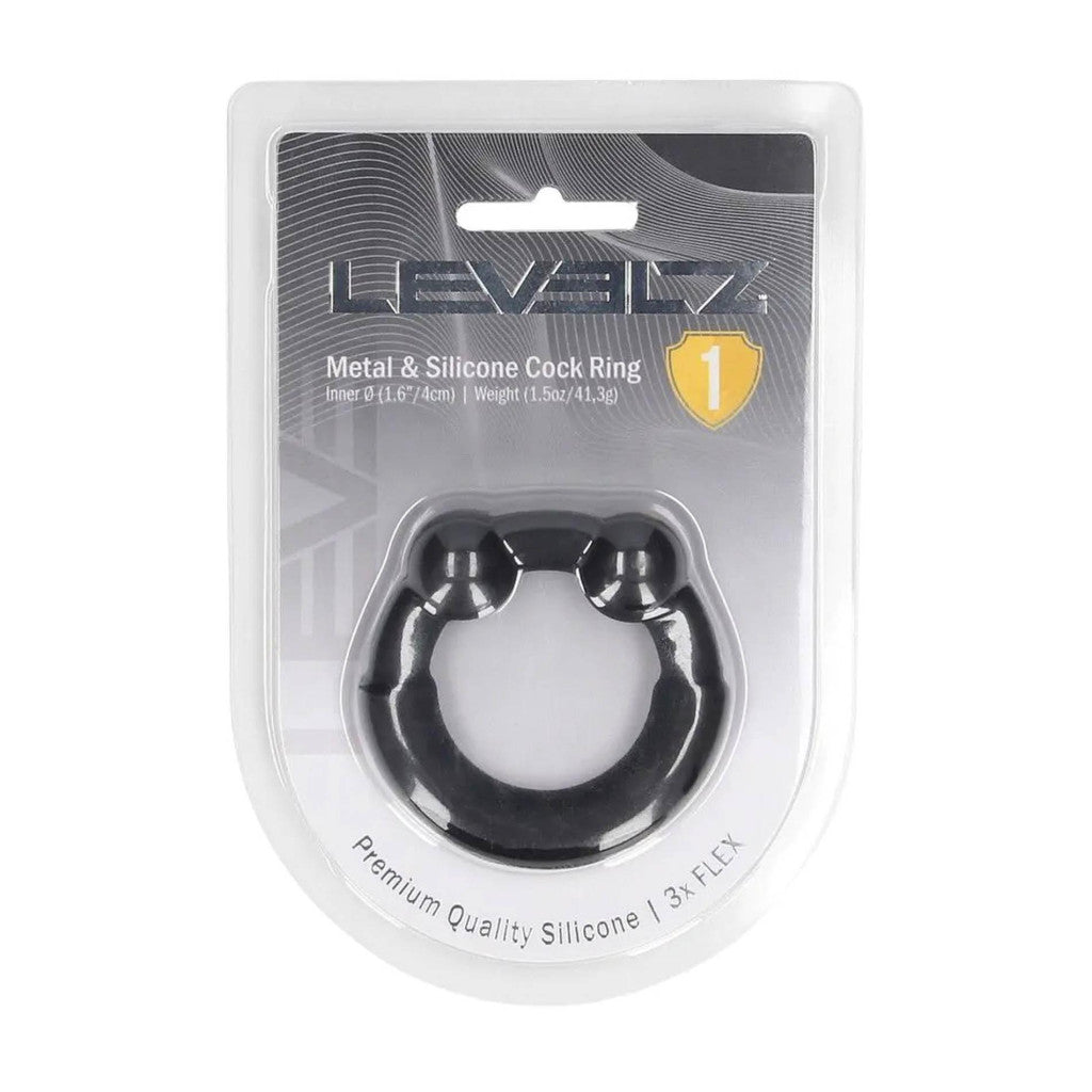 Silicone Penis Ring With Metal Weights Black
