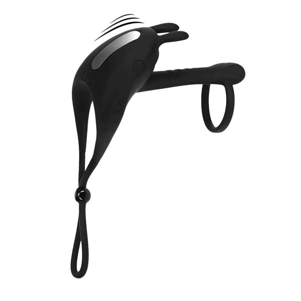 Leafz Vibrating Penis Ring Silicone Adjustable Black