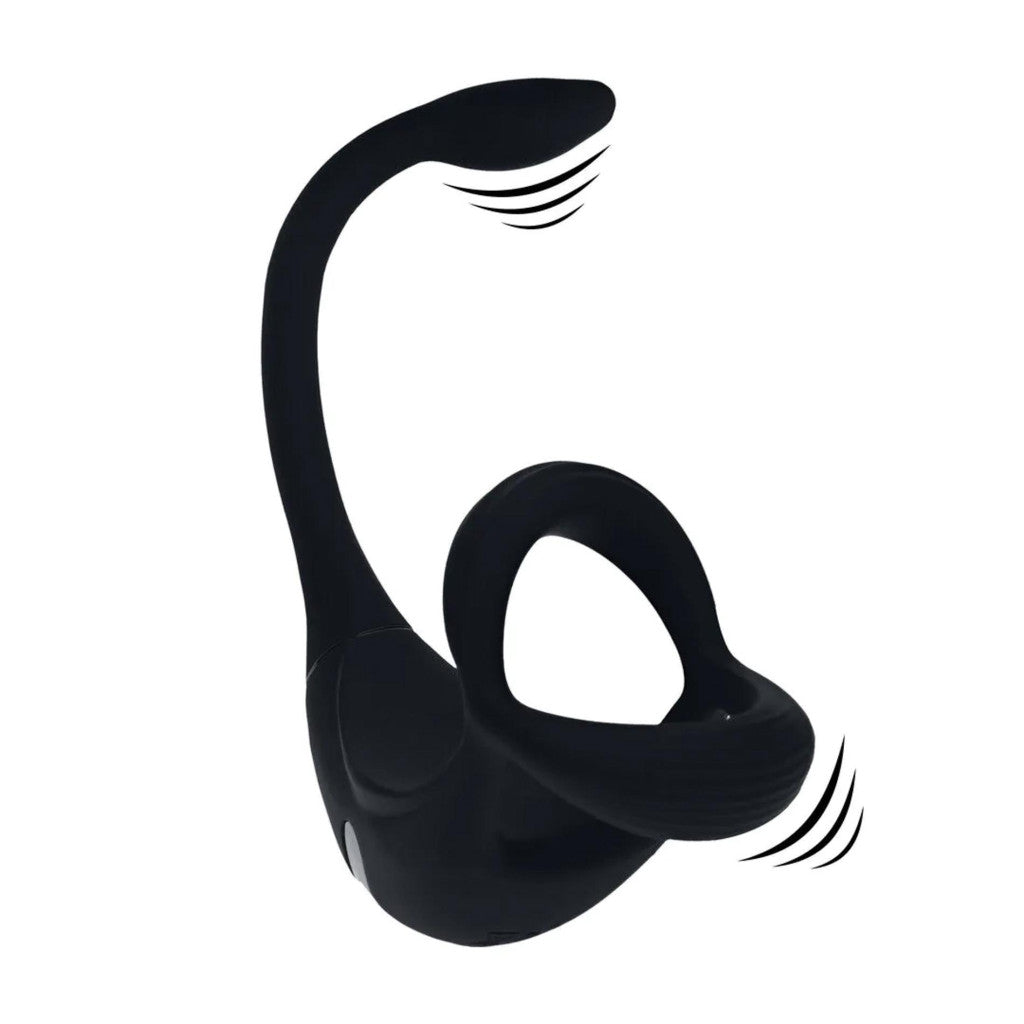 Remote Control Vibrating Prostate Stimulating Penis Ring Silicone Black