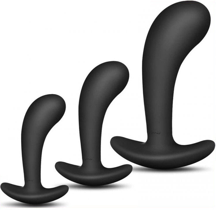 Set Of 3 Mini Silicone Anal Plugs – 11 X 3.5 Cm Black