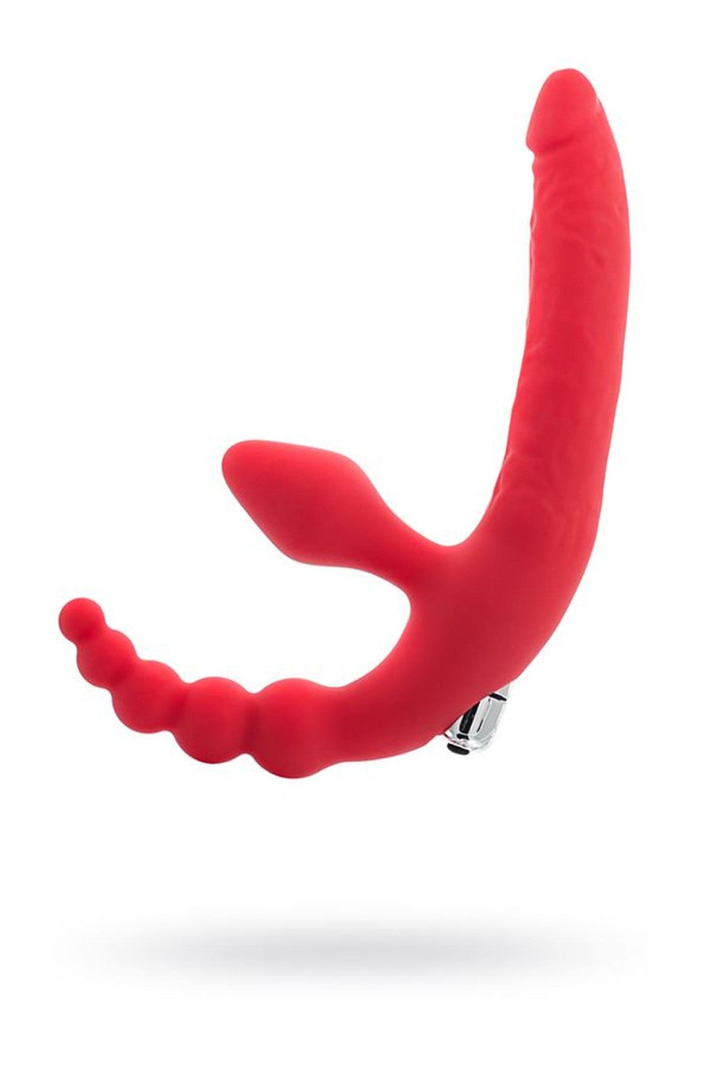 Silicone Vibrating Double Stimulation Strapon 35 Cm Red-black