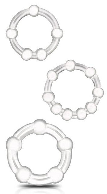 Mini Transparent Blue Flexible Cube Penis Ring Set Of 3