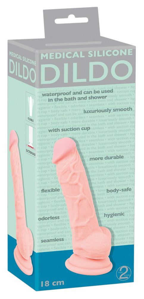 Artificial Silicone Dildo With Suction Cup 18 Cm Brown