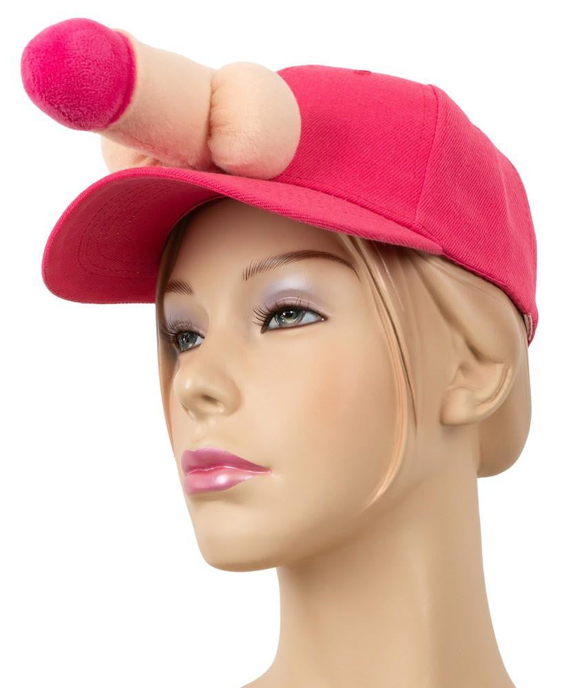 Sex Toy Baseball Cap With Plush Penis Pink With Adjustable Strap