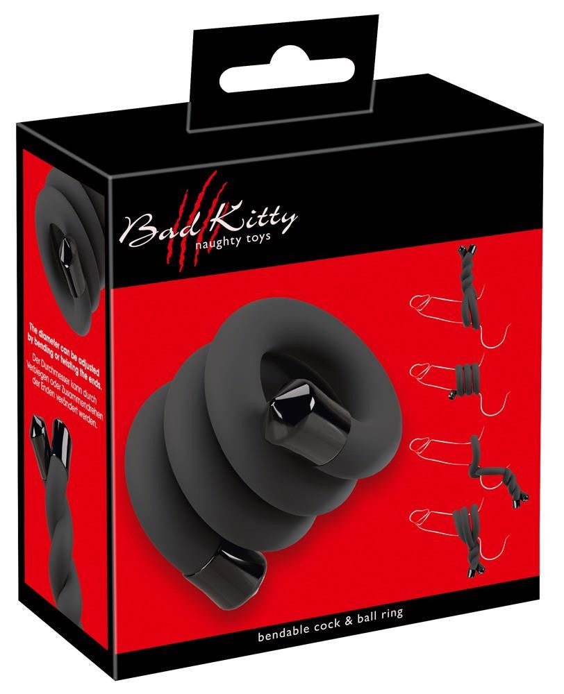 Bad Kitty Penis Og Kuglering Bøjelig Justerbar Diameter 54 Cm Sort