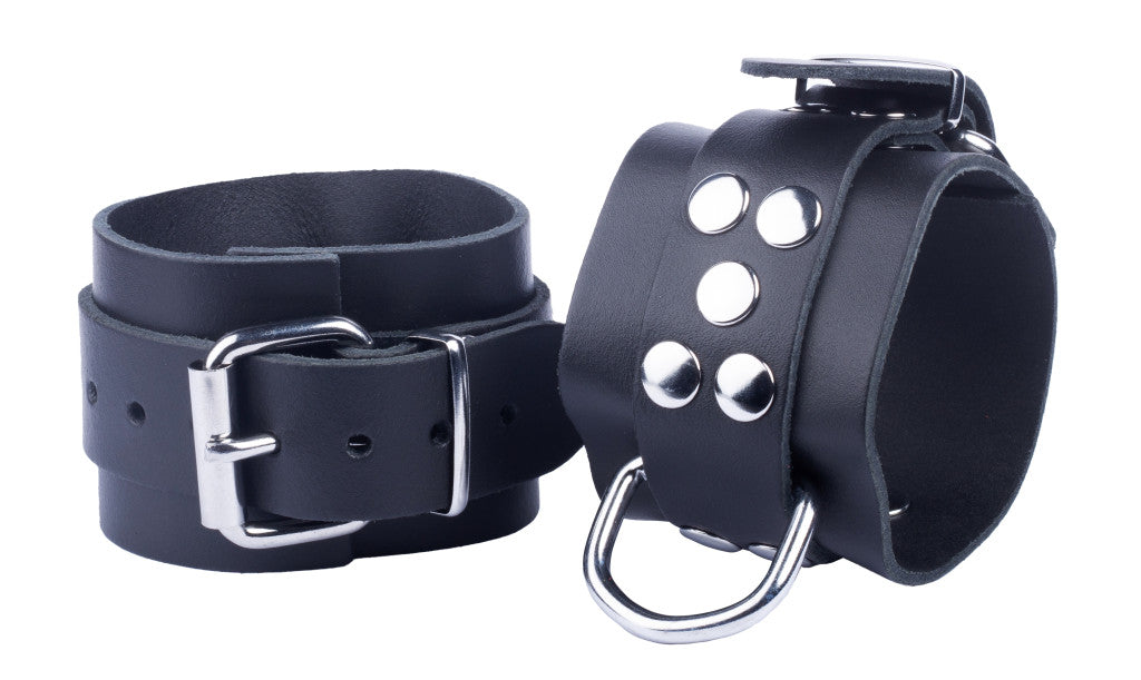 Premium Black Leather Handcuffs – For Sensual Stimulation