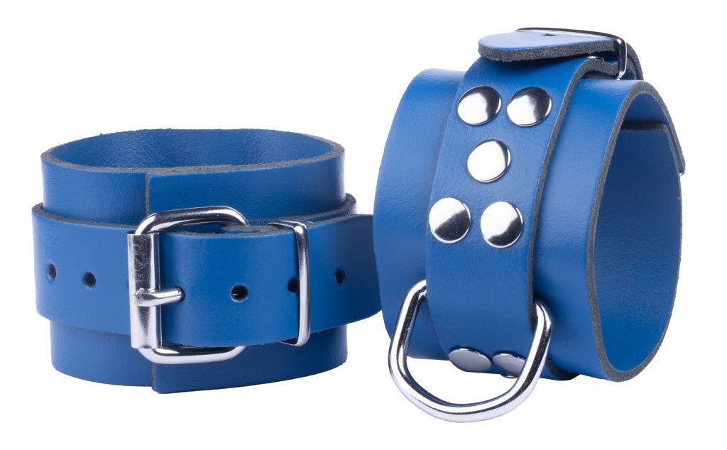 Premium Ultra Blue Leather Handcuffs – For A Pampering Experience