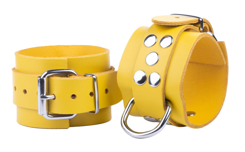Ultra – Premium Yellow Leather Wrist Handcuffs