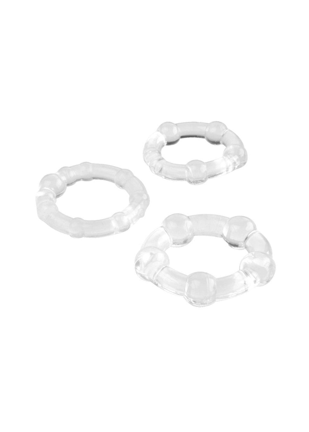 Silicone Penis Ring Set With Pressure Booster Different Sizes Transparent