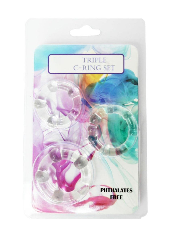 Silicone Penis Ring Set With Pressure Booster Different Sizes Transparent