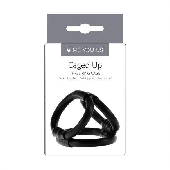 Penis Ring Clamping Cage Black Three-piece Erection Holder