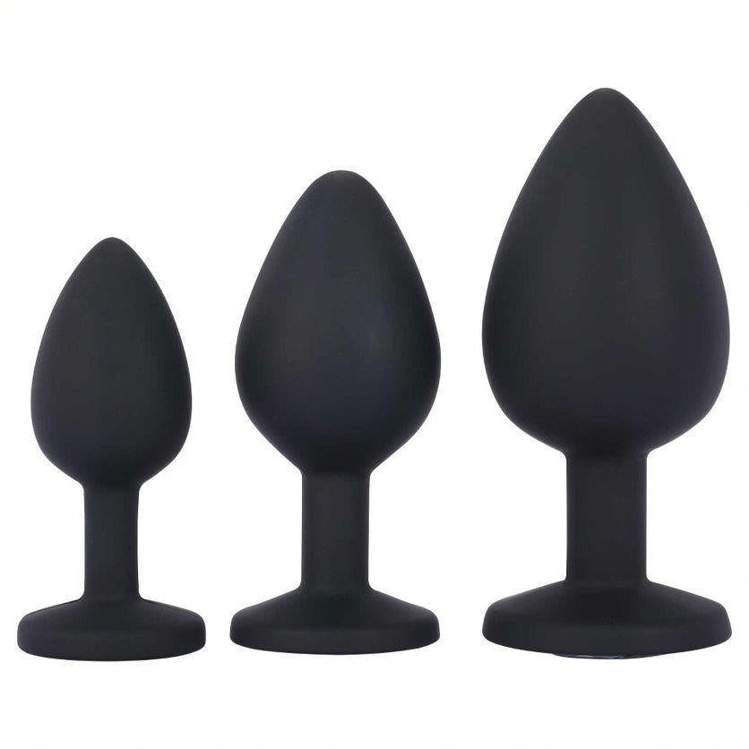 Me You Us Anal Plug Set In Three Sizes With Black Silicone Base