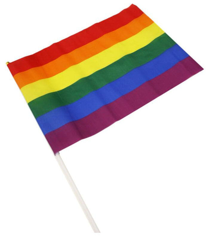 Rainbow Flag With Handle 30 X 43 Cm Polyester