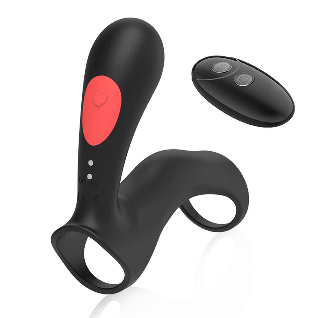 Stamen Penis Ring Remote Control 7 Vibration Modes Waterproof Black