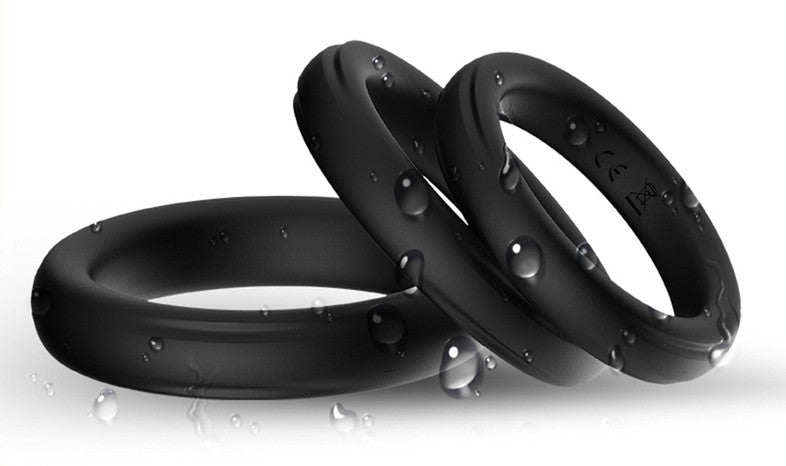Premium Silicone Penis Ring Set – Black 3 Pieces