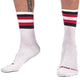 Striped Half-stockings – In A Combination Of White Black And Red