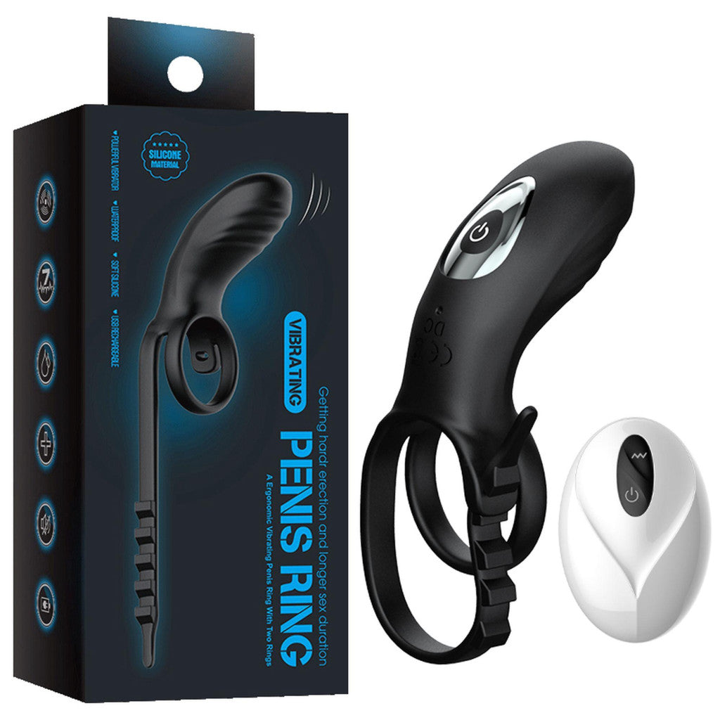Vibrating Penis Ring With Remote Control 9 Modes Waterproof Silicone