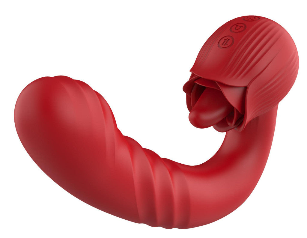 Rose Vibrator Double Stimulation Thrusting Motion 10 Modes Medical Silicone Waterproof