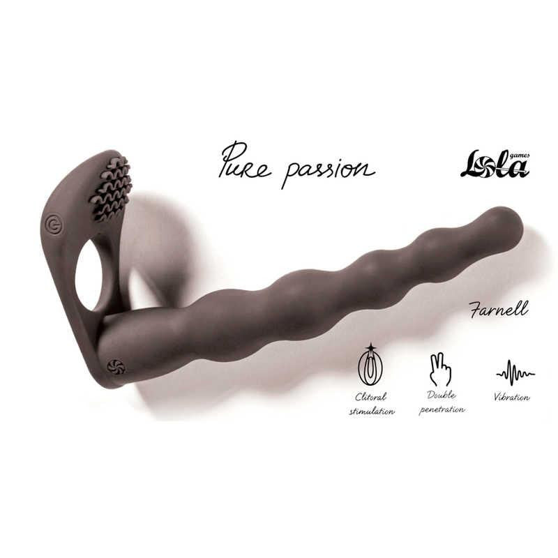 Strap-on Dildo Double Penetration Vibration 17 Cm Black