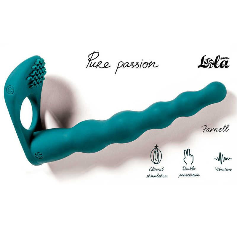 Strap-on Double Penetration Silicone Ring Vibrating Dildo 17 Cm Green