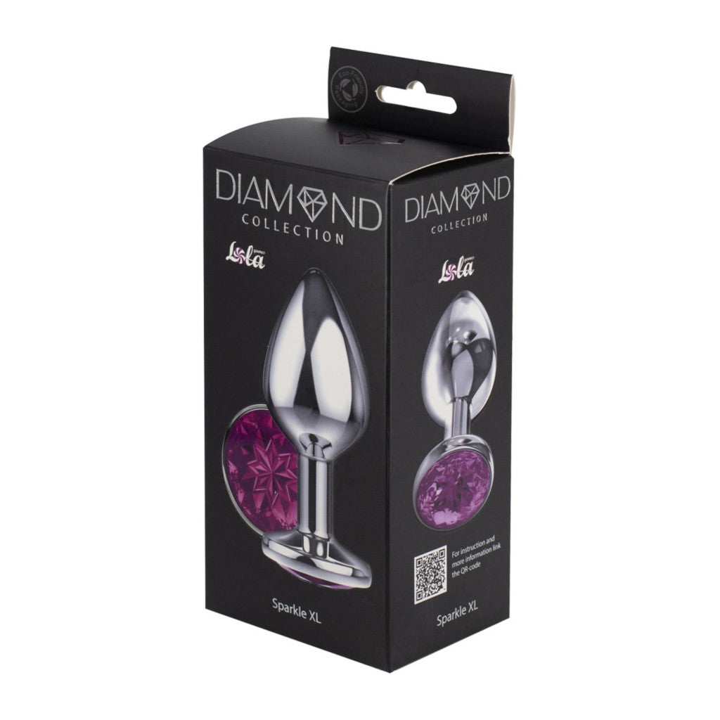 Anal Plug Metal Crystal Decoration Safety Base 11 Cm Purple