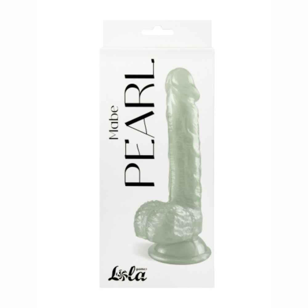 Dildo Realistic Pearl Effect Sticky Base 20.5 Cm White