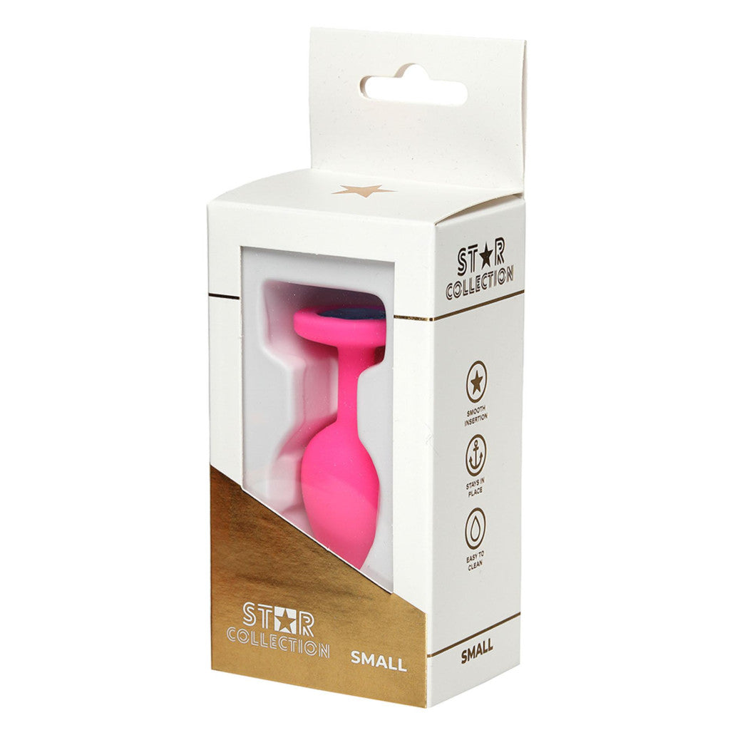 Star Collection Anal Plug Silicone Safe Blue Crystal S Pink