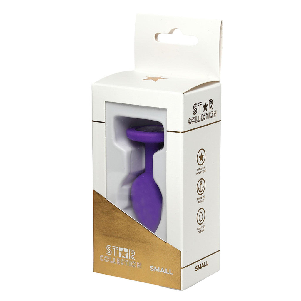 Star Collection Anal Plug Silicone Safe Design S Purple Translucent Stone