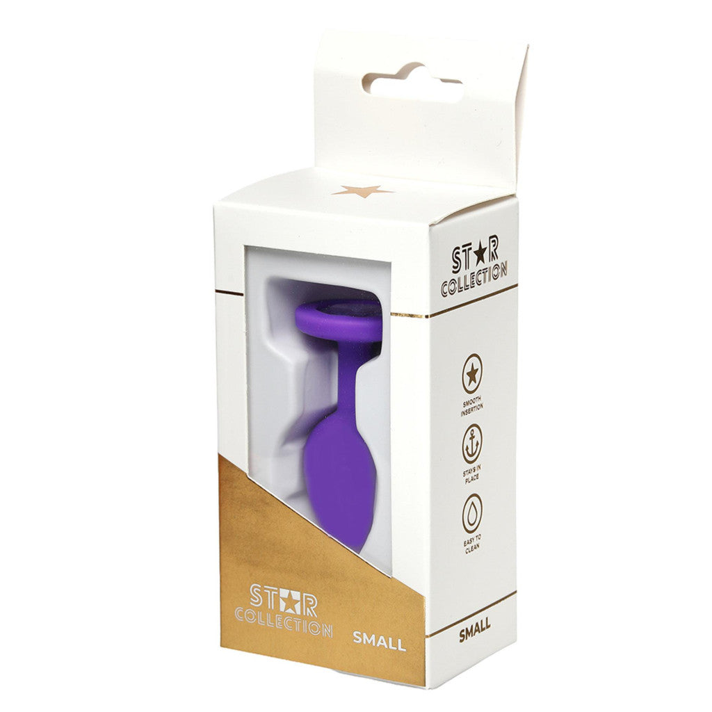 Star Collection Anal Plug Silicone Stone Decoration Small Purple