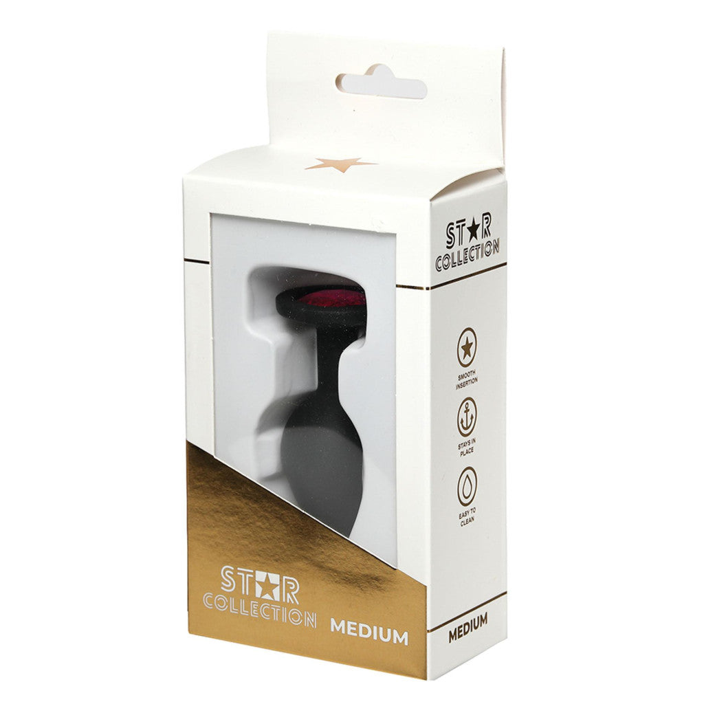 Star Collection Anal Plug Comfortable Use M Black-pink Stone