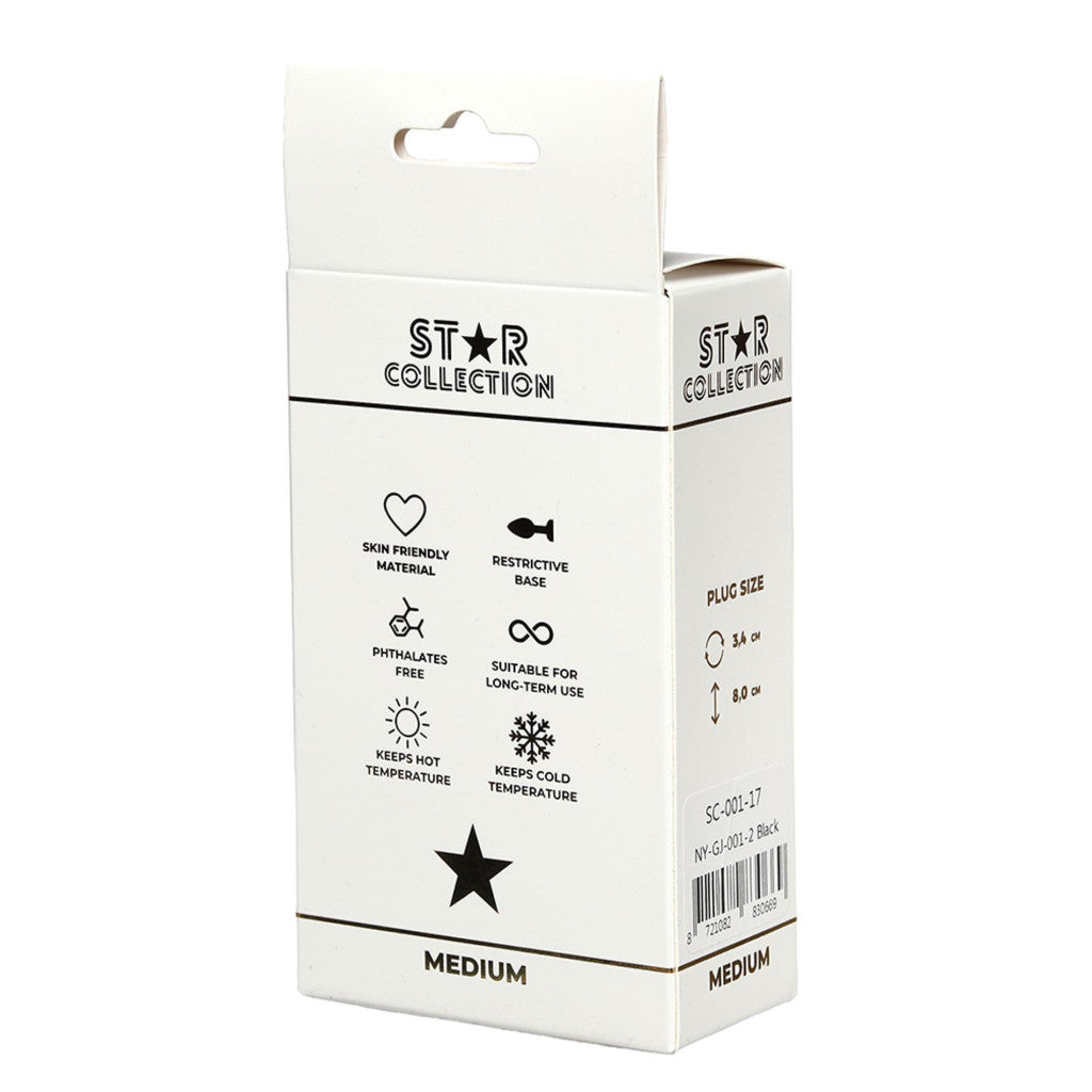 Star Collection Anal Plug Comfortable Use M Black-pink Stone