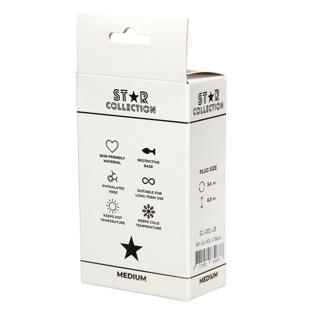Star Collection Anal Plug Comfortable Safe M Black Light Blue Stone